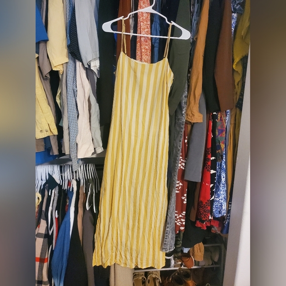 Amuse Society Mustard Striped Midi Dress - Picture 2 of 4